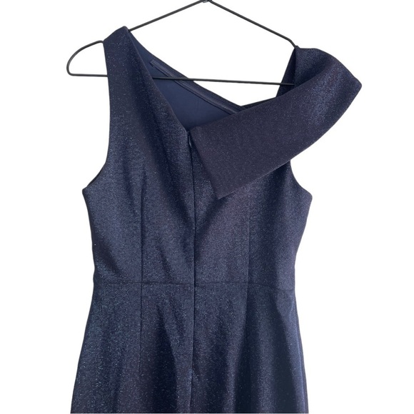 New! Aidan Maddox Asymmetrical Neckline Glitter Gown - Picture 6 of 12